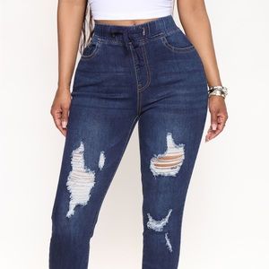 Fashion Nova | Tie Ripped Jeans | Size: 9